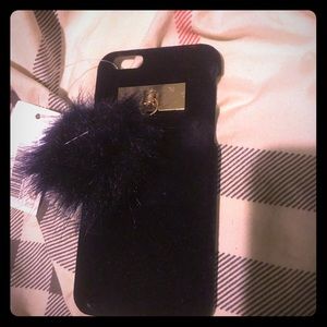 iPhone 6, 7, 8 case H&M suede with gold and pompom